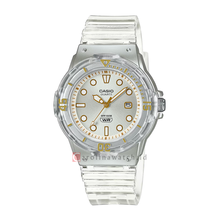 Jam Tangan Casio POP LRW-200HS-7E Women Silver Dial White Translucent Resin Band