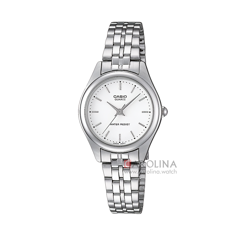 Jam Tangan Casio General LTP-1129A-7A Enticer Women Silver Dial Silver Stainless Steel Band