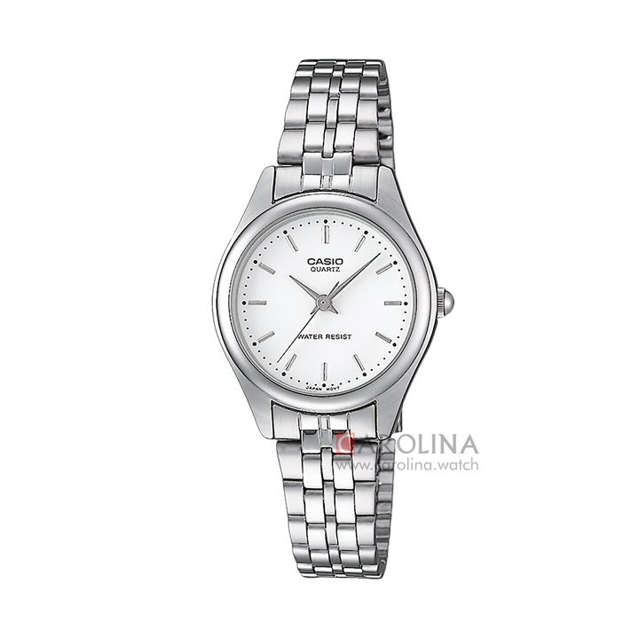 Jam Tangan Casio General LTP-1129A-7A Enticer Women Silver Dial Silver Stainless Steel Band