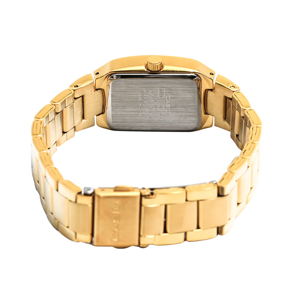 Jam Tangan Casio LTP-1165N-9C Women Champagne Dial Gold Stainless Steel Band