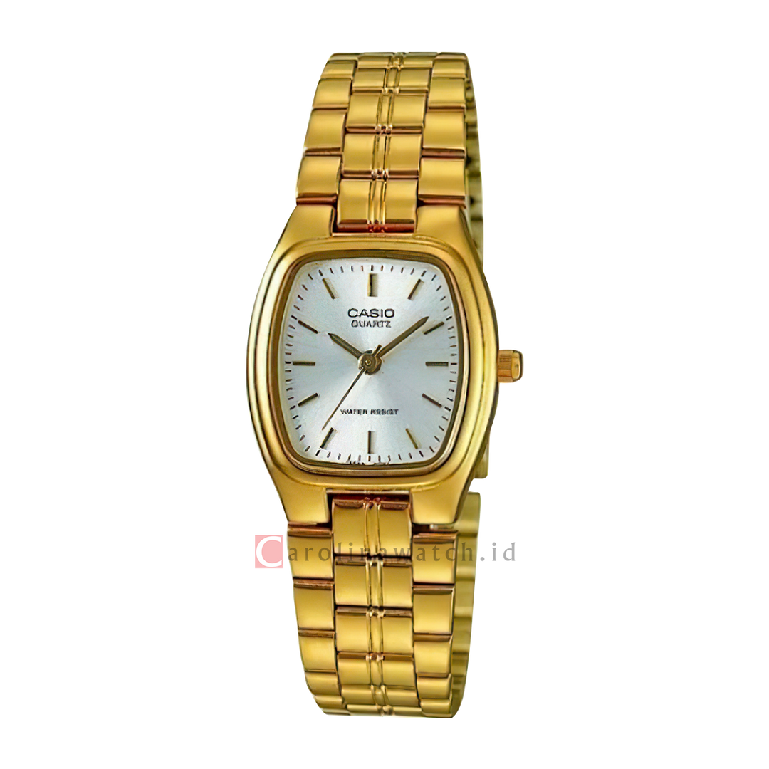 Jam Tangan Casio General LTP-1169N-7A Women Silver Dial Gold Stainless Steel Band