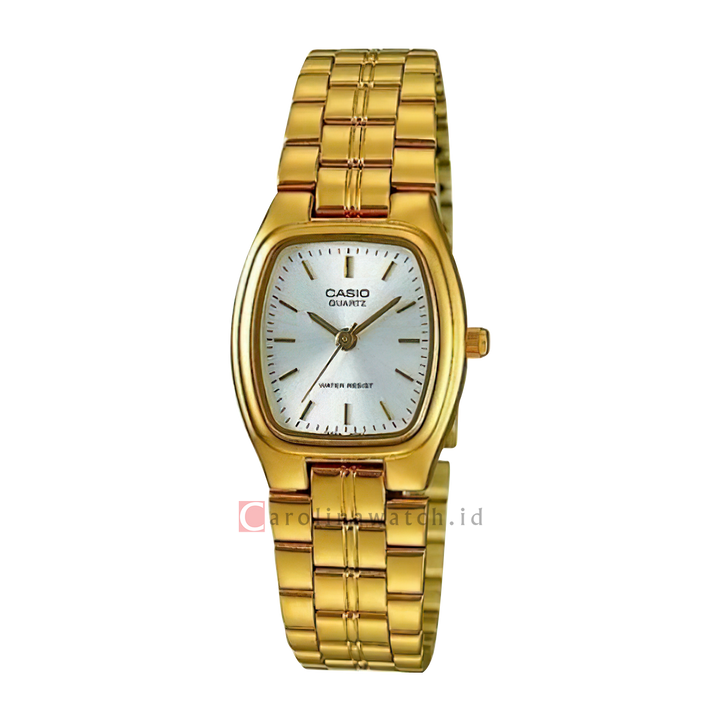 Jam Tangan Casio General LTP-1169N-7A Women Silver Dial Gold Stainless Steel Band