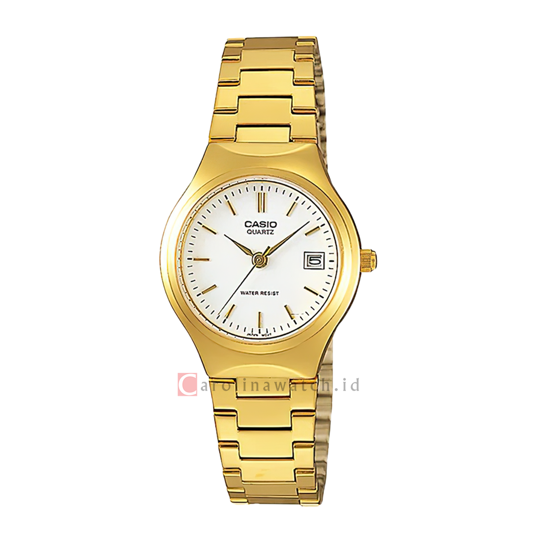 Jam Tangan Casio General LTP-1170N-7A Women White Dial Gold Stainless Steel Band