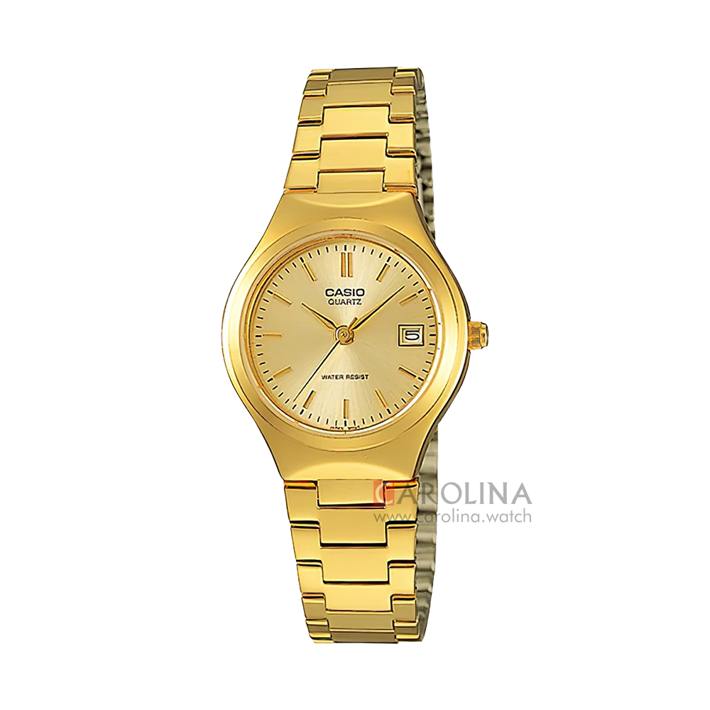 Jam Tangan Casio General LTP-1170N-9A Women Gold Dial Gold Stainless Steel Band