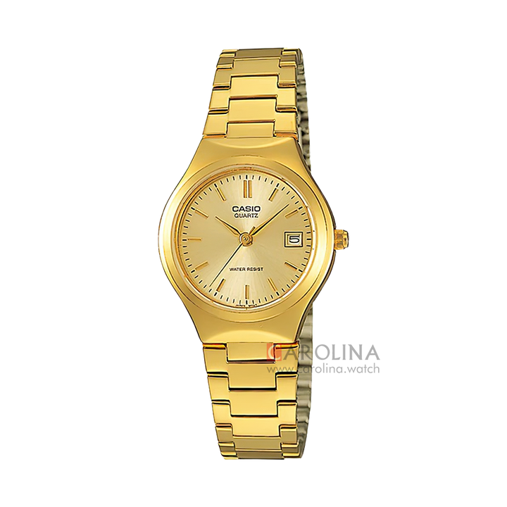 Jam Tangan Casio General LTP-1170N-9A Women Gold Dial Gold Stainless Steel Band