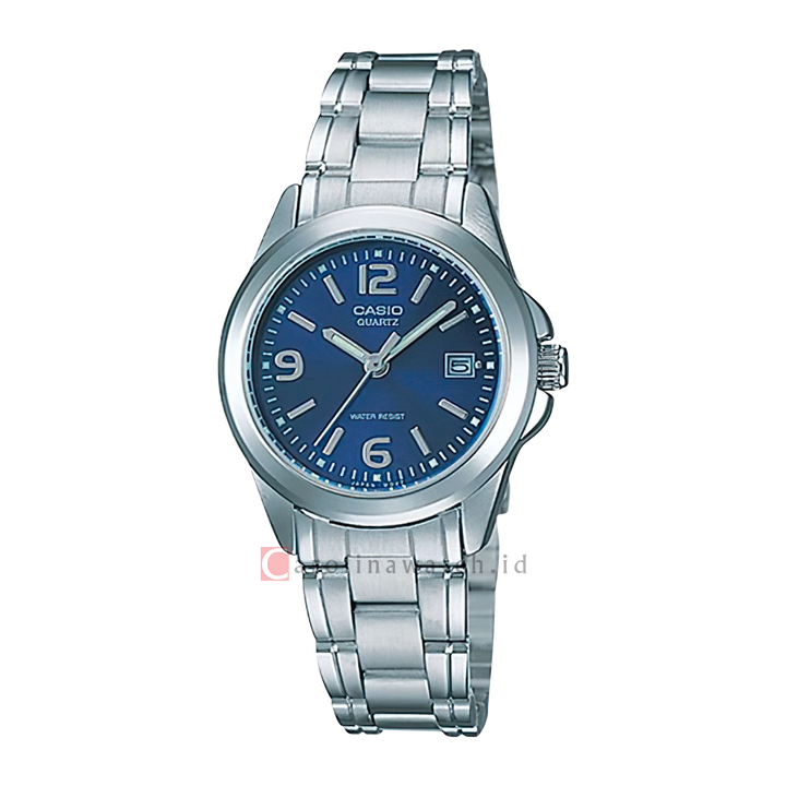 Jam Tangan Casio General LTP-1215A-2A Enticer Women Blue Dial Stainless Steel Band