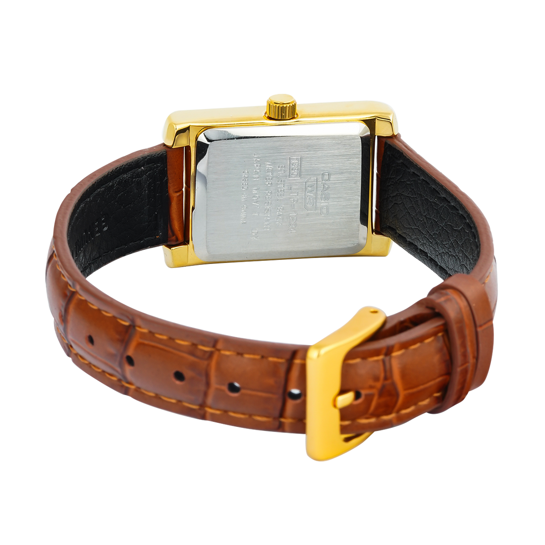 Jam Tangan Casio General LTP-1234GLL-7A Women Silver Dial Brown Leather Band