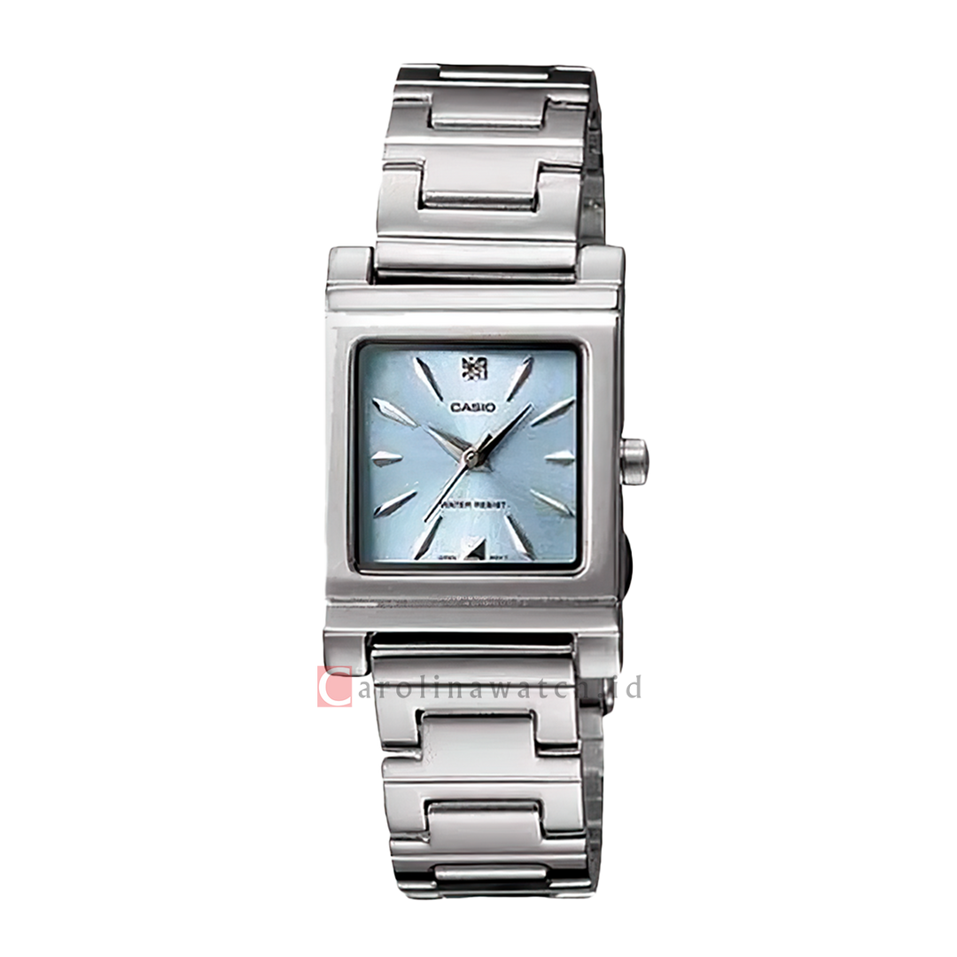 Jam Tangan Casio General LTP-1237D-2A2 Women Light Blue Dial Stainless Steel Band