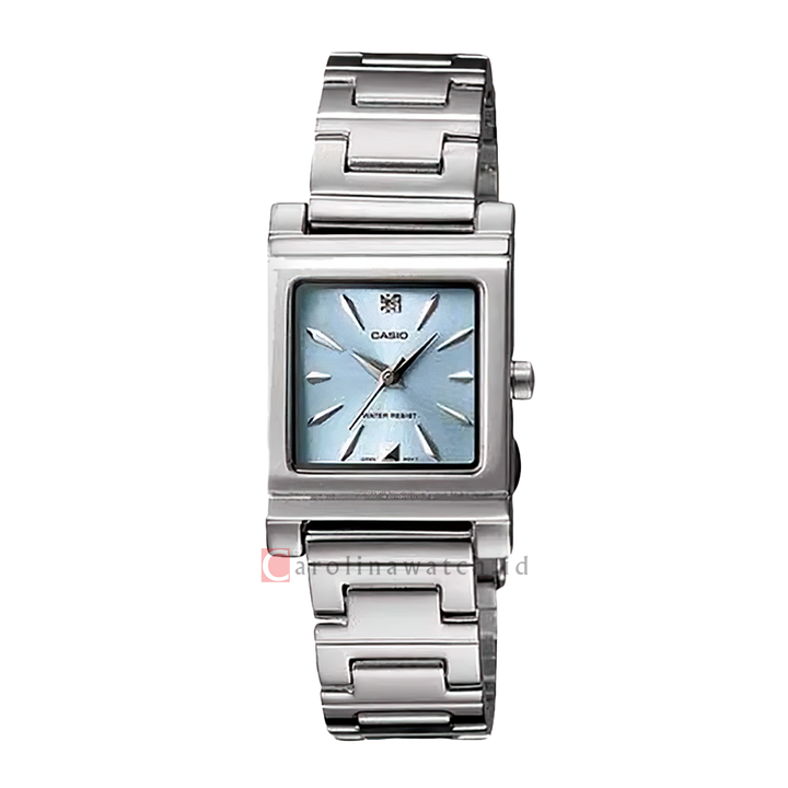 Jam Tangan Casio General LTP-1237D-2A2 Women Light Blue Dial Stainless Steel Band