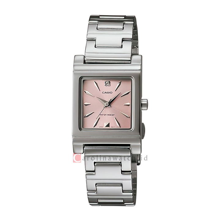 Jam Tangan Casio General LTP-1237D-4A2 Women Light Pink Dial Stainless Steel Band