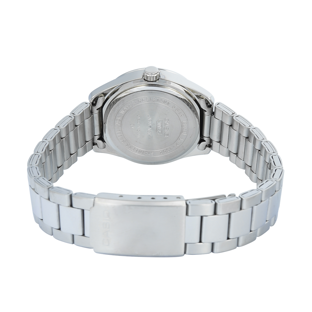 Jam Tangan Casio General LTP-1302DS-2A Women Mother of Pearl Dial Stainless Steel Band