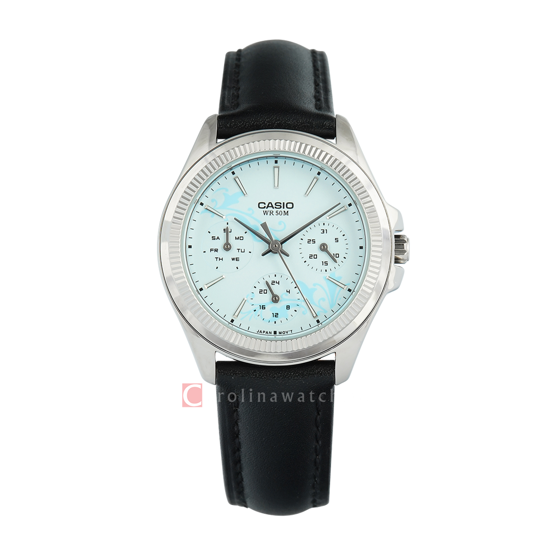 Jam Tangan Casio General LTP-2088L-2A Women Turquoise Blue Dial Turquoise Black Leather Band