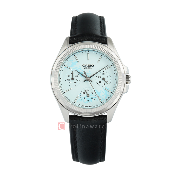 Jam Tangan Casio General LTP-2088L-2A Women Turquoise Blue Dial Turquoise Black Leather Band