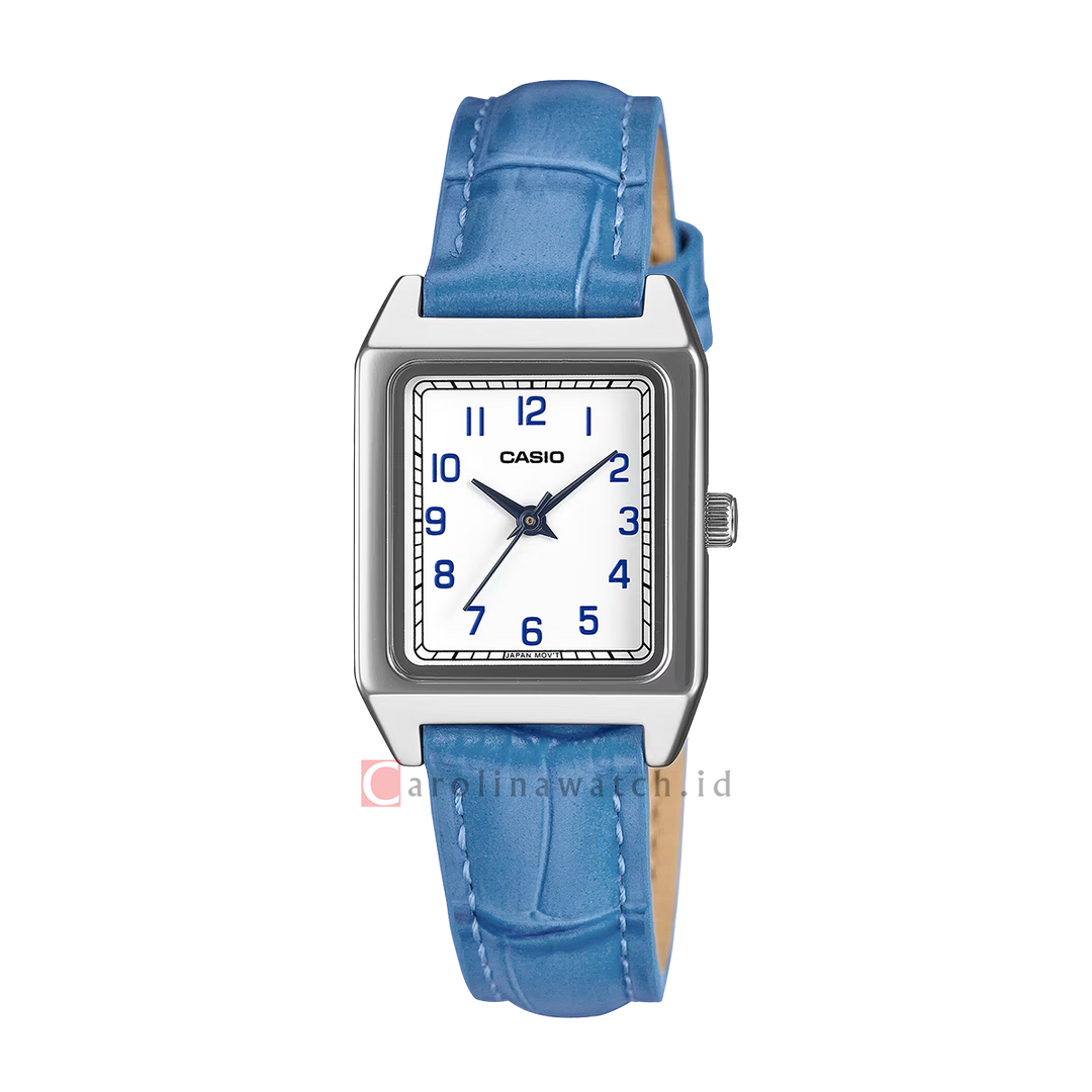 Jam Tangan Casio General LTP-B150LA-2B Women White Dial Blue Leather Strap