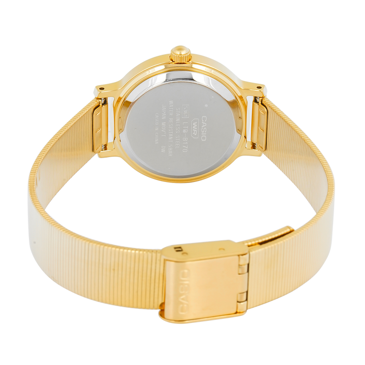 Jam Tangan Casio Standard LTP-B170G-5B Women Analog Dial Gold Stainless Steel Band