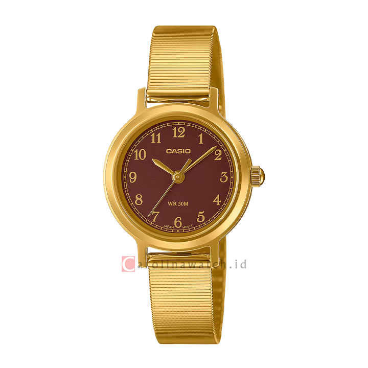 Jam Tangan Casio Standard LTP-B170G-5B Women Analog Dial Gold Stainless Steel Band