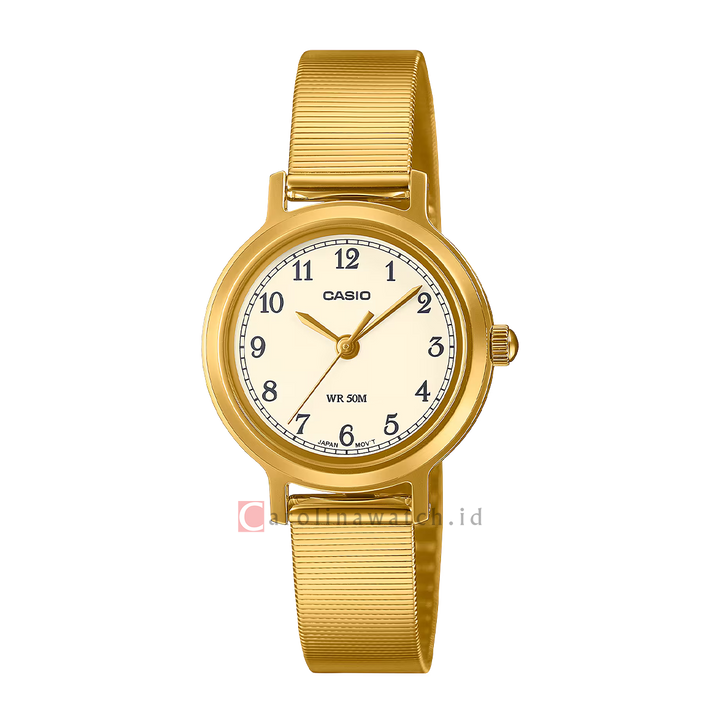 Jam Tangan Casio Standard LTP-B170G-9B Women Analog Dial Gold Stainless Steel Band
