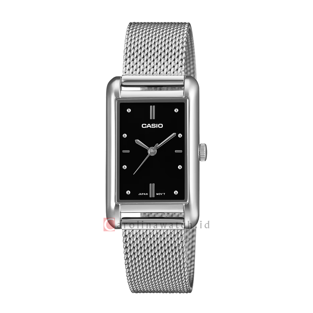 Jam Tangan Casio General LTP-B171M-1A Women Black Dial Stainless Steel Mesh Band
