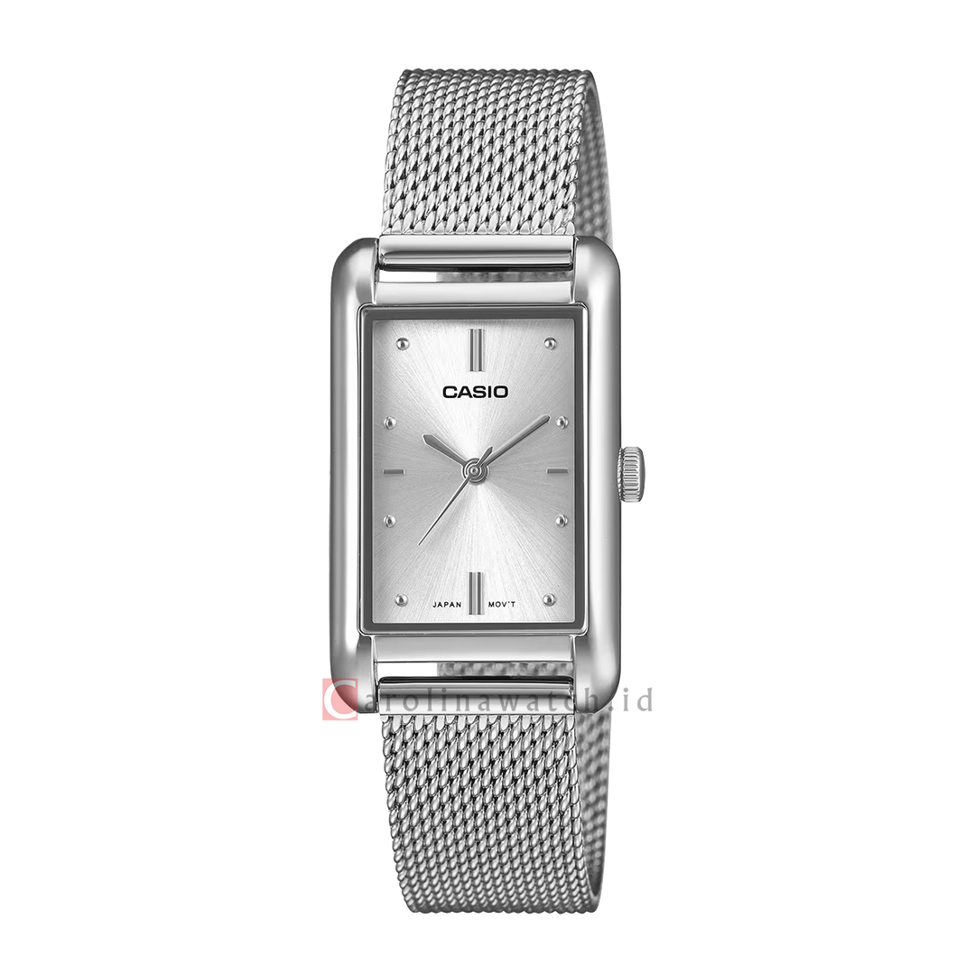 Jam Tangan Casio General LTP-B171M-7A Women Silver Dial Stainless Steel Mesh Band