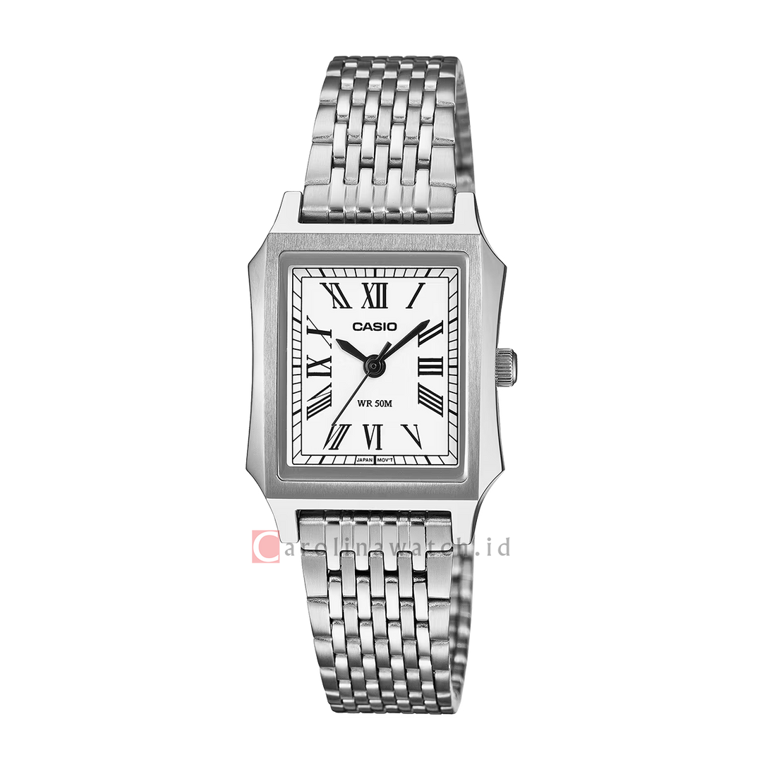 Jam Tangan Casio Standard LTP-B190D-7B Women White Dial Stainless Steel Band