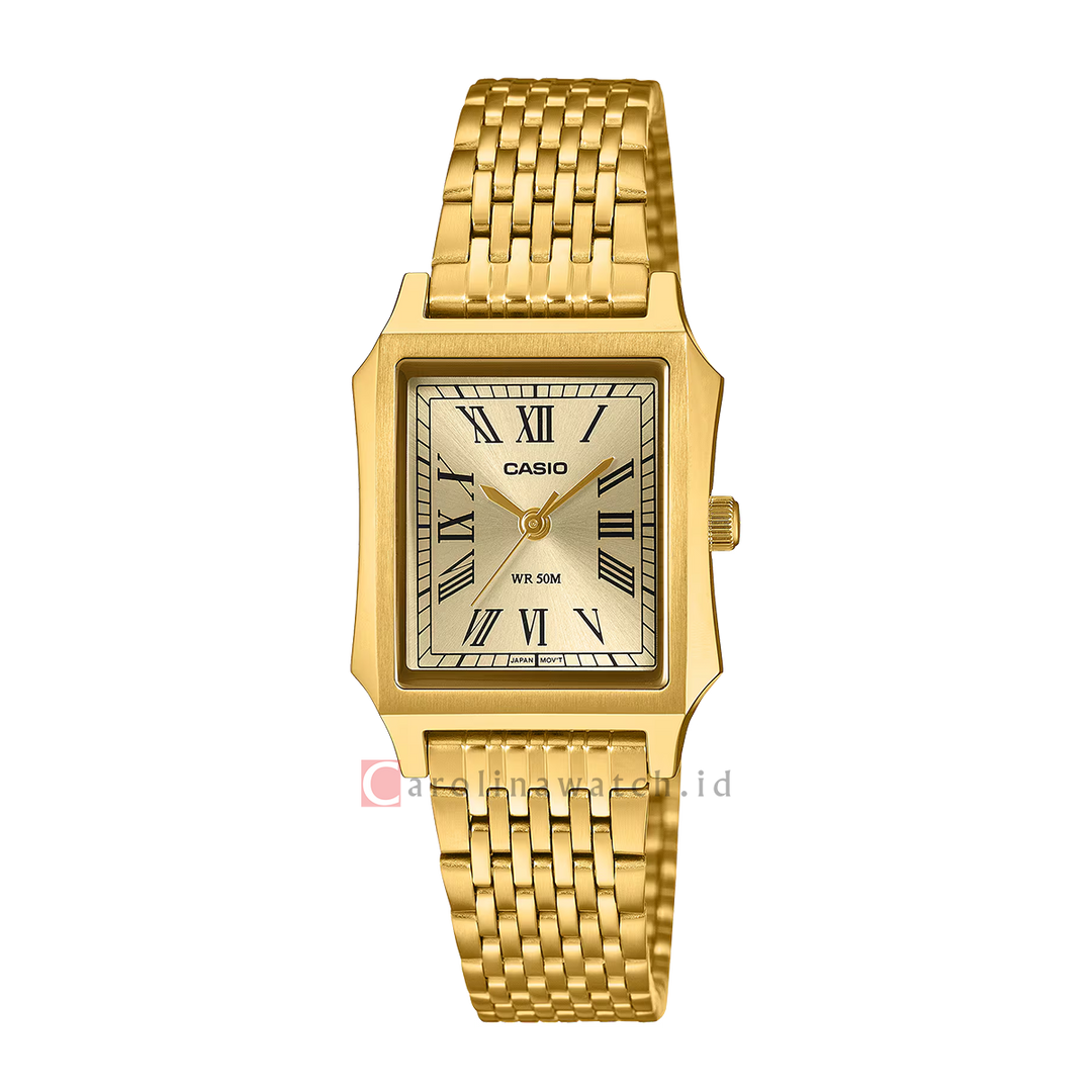 Jam Tangan Casio Standard LTP-B190G-9B Women Gold Dial Gold Stainless Steel Band