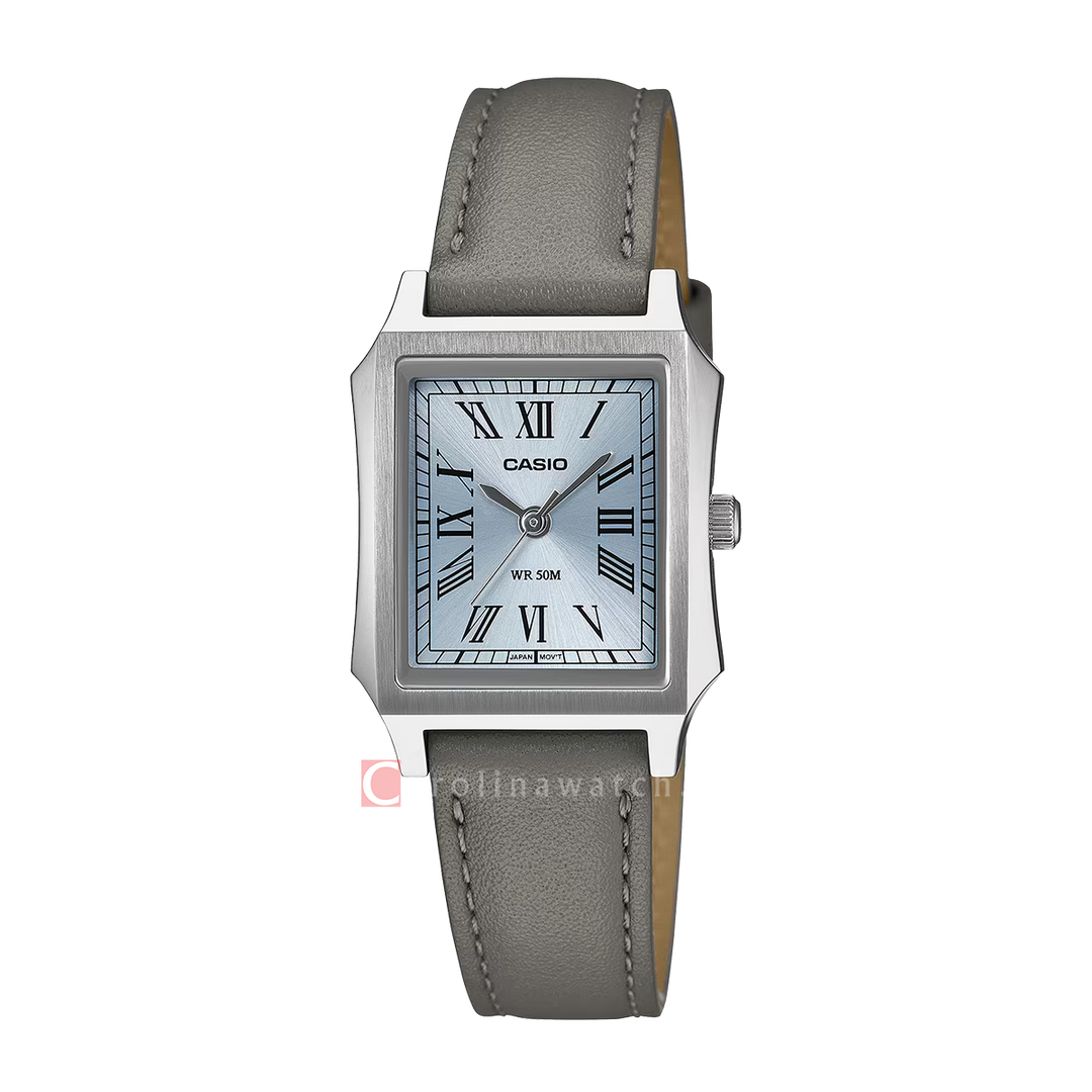 Jam Tangan Casio Standard LTP-B190L-2B Women Blue Dial Grey Leather Band