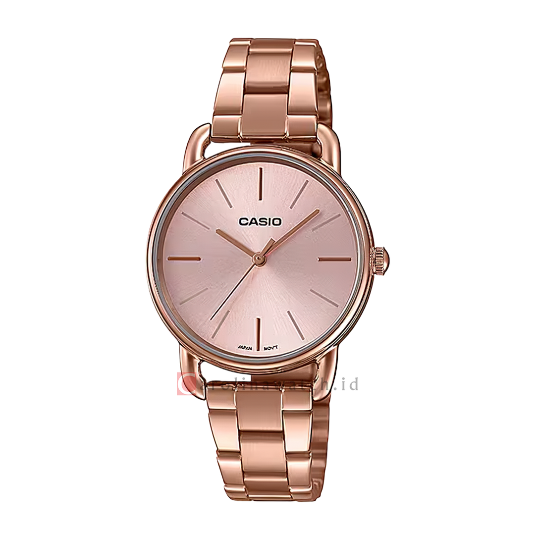 Jam Tangan Casio General LTP-E412PG-4A Women Pink Dial Pink Gold Stainless Steel Band