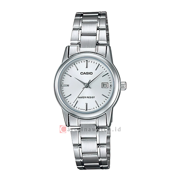 Jam Tangan Casio General LTP-V002D-7A Women Silver Dial Stainless Steel Band