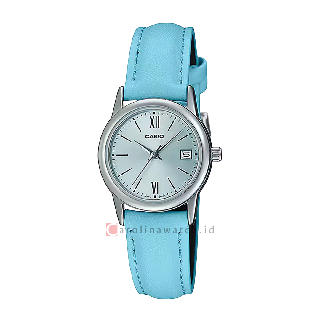 Jam Tangan Casio General LTP-V002L-2B3 Women Blue Dial Blue Leather Band