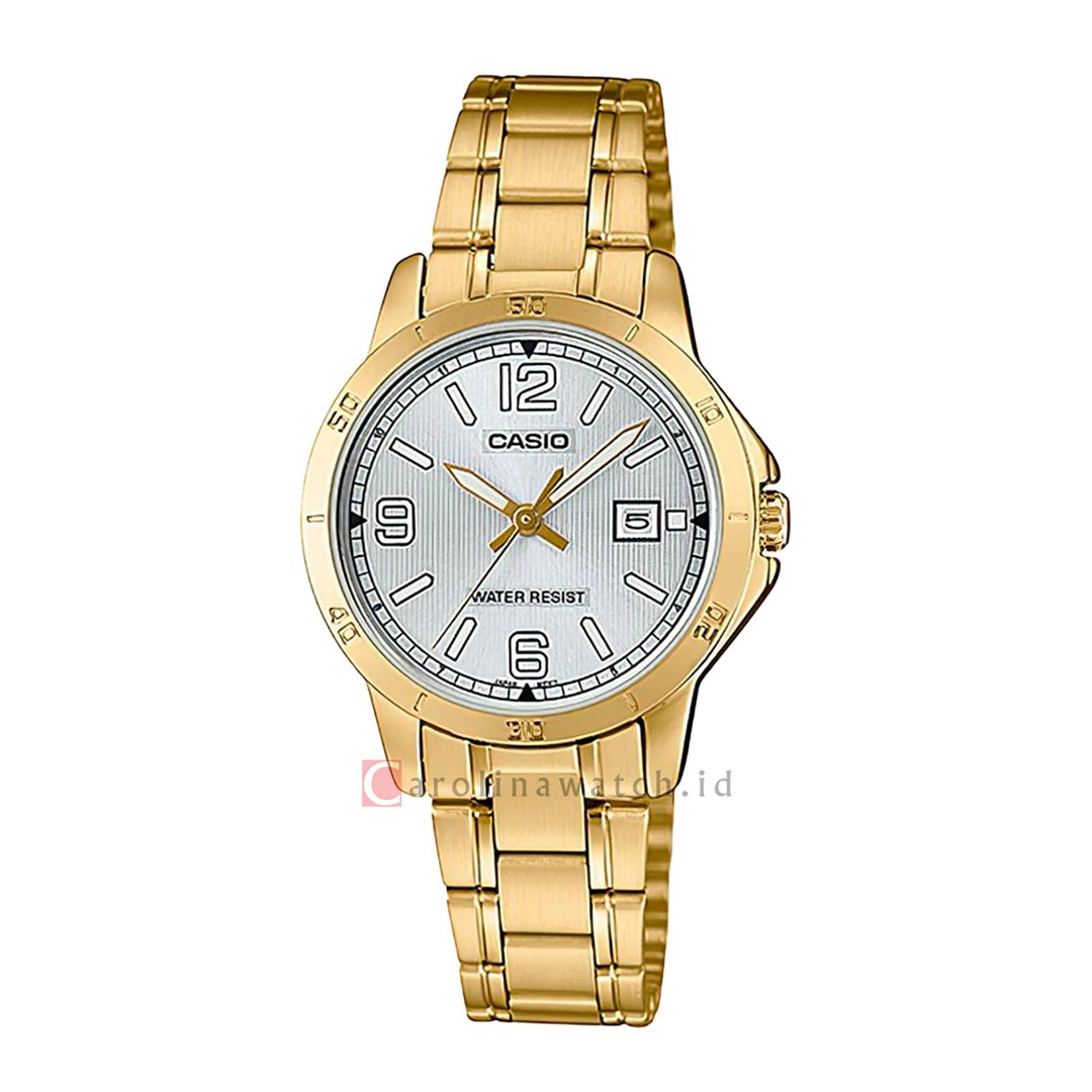 Jam Tangan Casio General LTP-V004G-7B2 White Dial Gold Stainless Steel Band