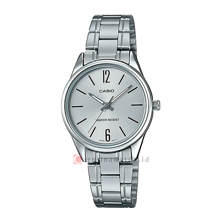 Jam Tangan Casio General LTP-V005D-7B Women Silver Dial Stainless Steel Band