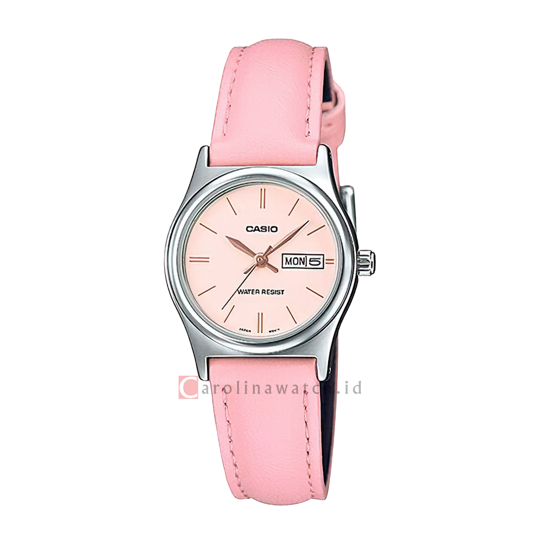 Jam Tangan Casio General LTP-V006L-4B Women Pink Dial Pink Leather Band