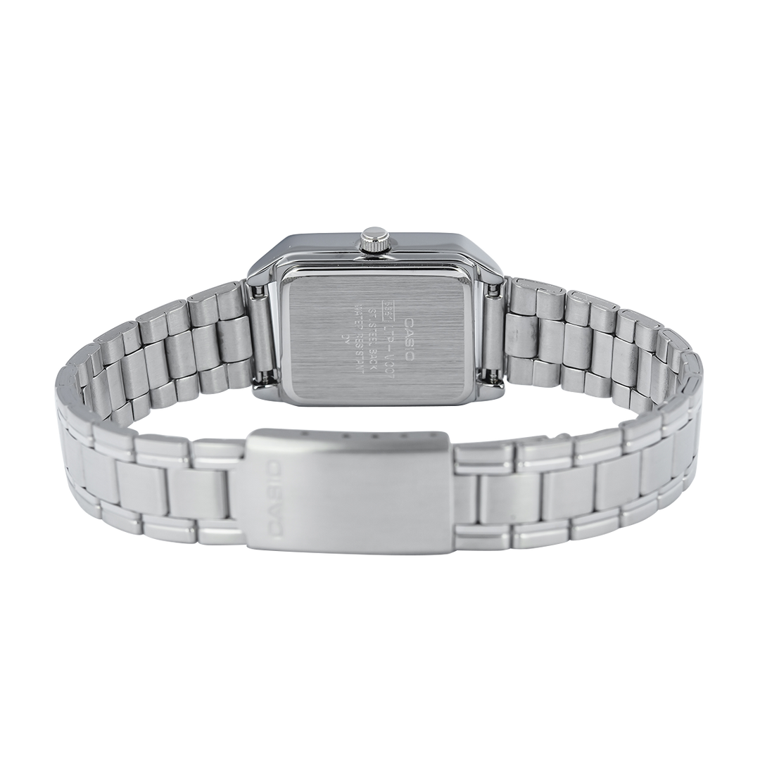 Jam Tangan Casio General LTP-V007D-7B Tank Women Silver Dial Stainless Steel Band