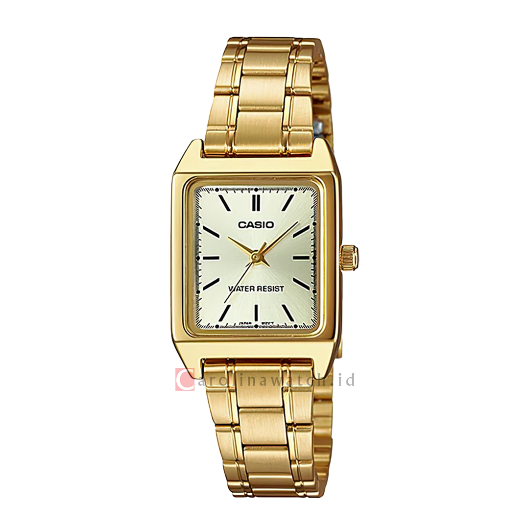 Jam Tangan Casio General LTP-V007G-9E Women Gold Dial Gold Stainless Steel Band