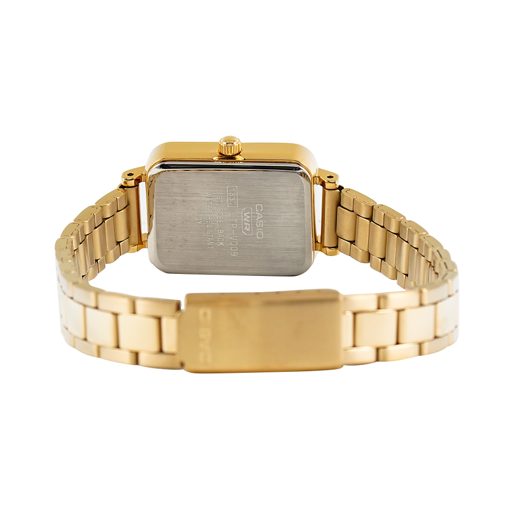 Jam Tangan Casio Standard LTP-V009G-7E Women Silver Dial Gold Stainless Steel Band