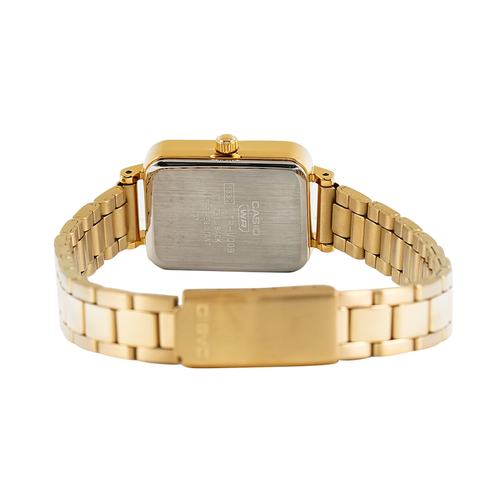 Jam Tangan Casio Standard LTP-V009G-7E Women Silver Dial Gold Stainless Steel Band