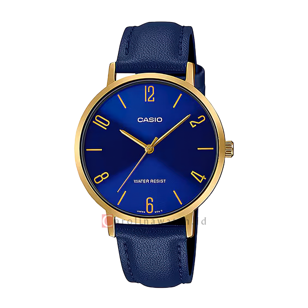 Jam Tangan Casio General LTP-VT01GL-2B Women Blue Dial Blue Leather Band