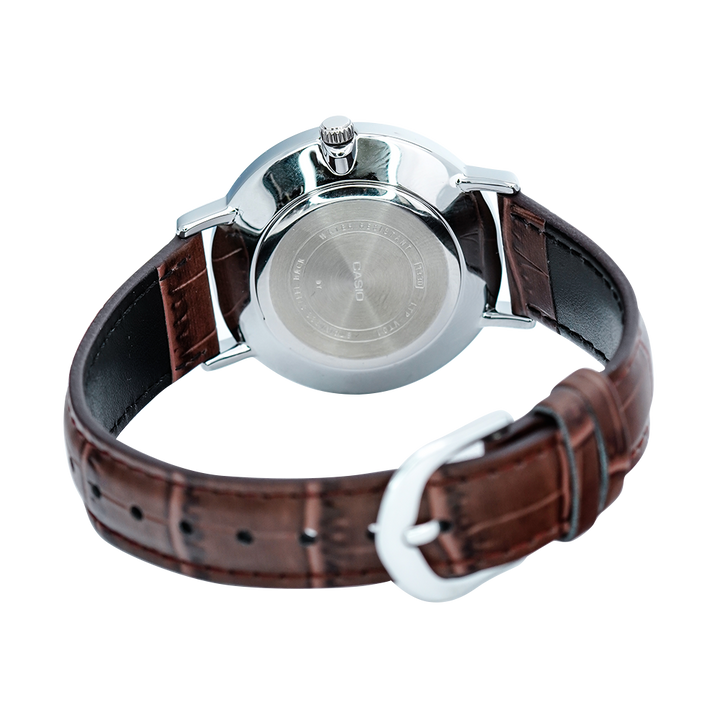 Jam Tangan Casio Standard LTP-VT01L-7B2 Women Silver Dial Brown Leather Band