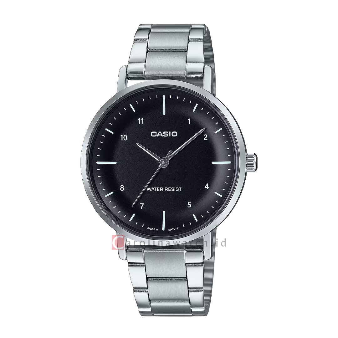 Jam Tangan Casio Standard LTP-VT03D-1B Women Black Dial Stainless Steel Band
