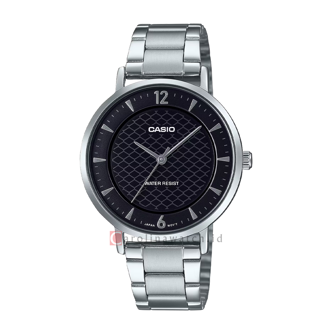 Jam Tangan Casio Standard LTP-VT04D-1A Women Black Dial Stainless Steel Band