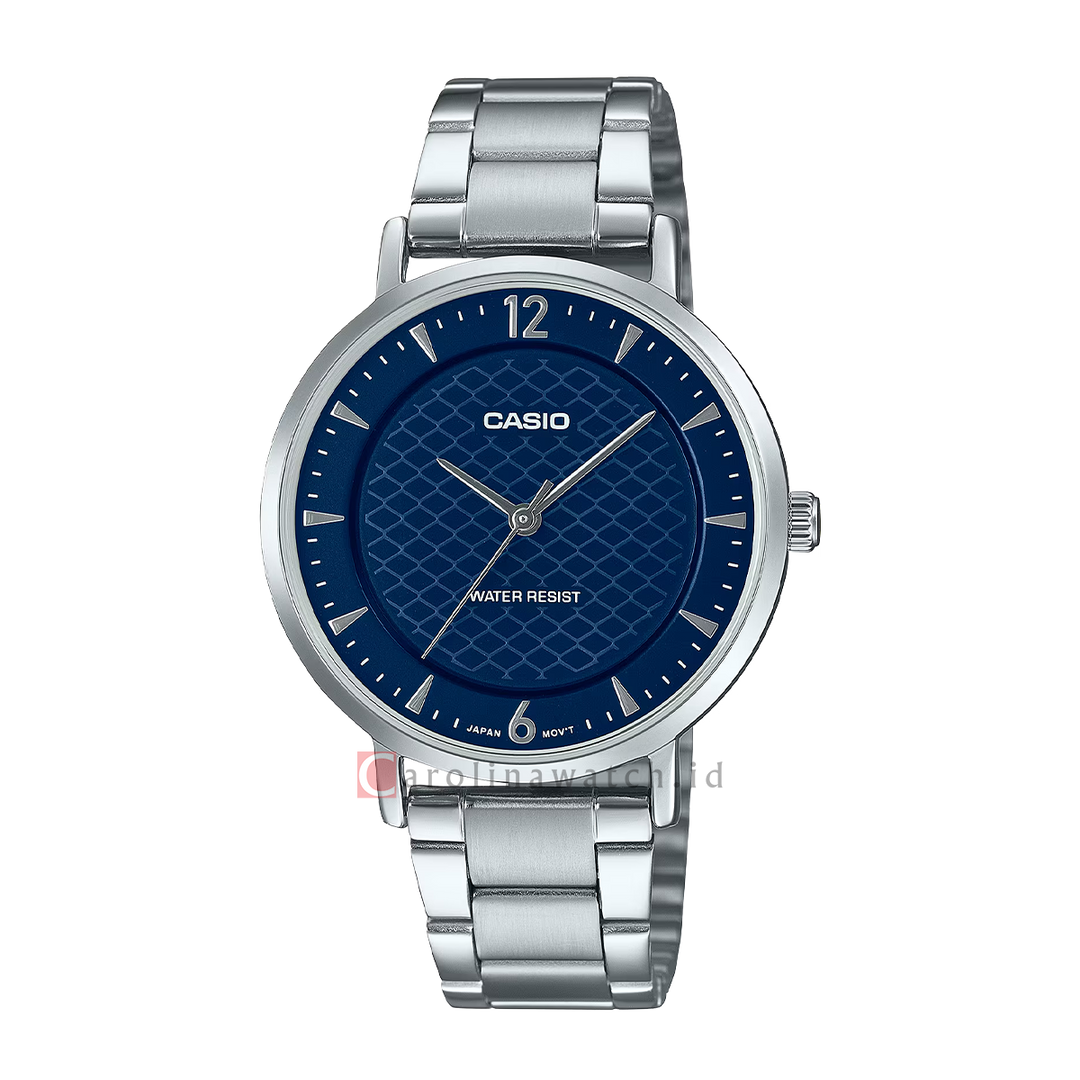 Jam Tangan Casio Standard LTP-VT04D-2A Women Blue Dial Stainless Steel Band