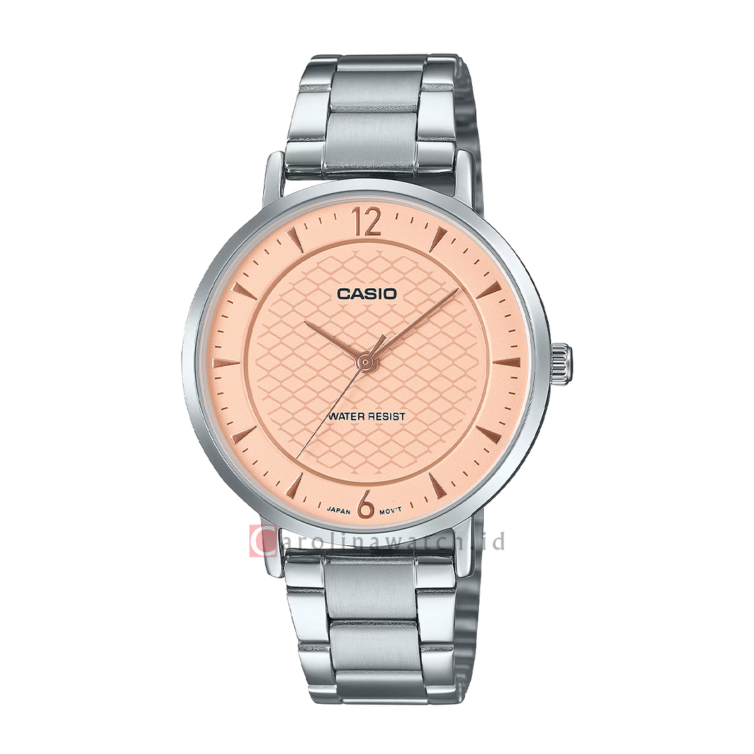 Jam Tangan Casio Standard LTP-VT04D-4A Women Pink Dial Stainless Steel Band