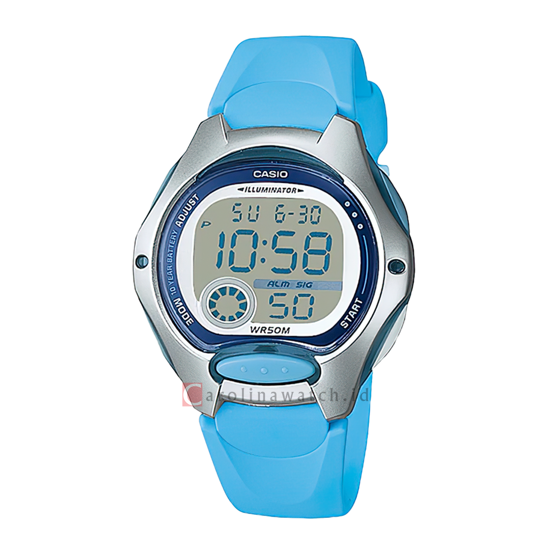 Jam Tangan Casio LW-200-2B Unisex Digital Dial Sky Blue Resin Band