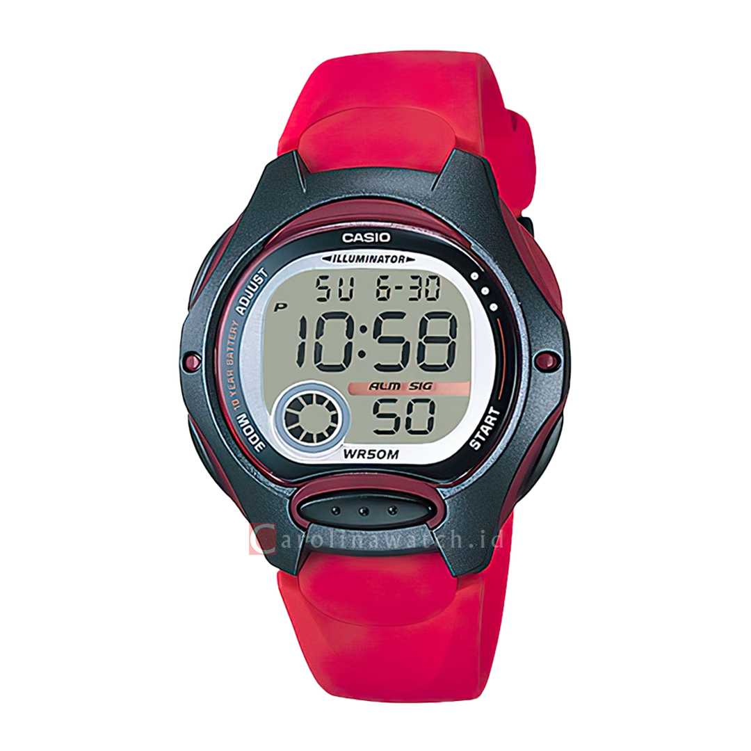 Jam Tangan Casio LW-200-4A Unisex Digital Dial Red Resin Band