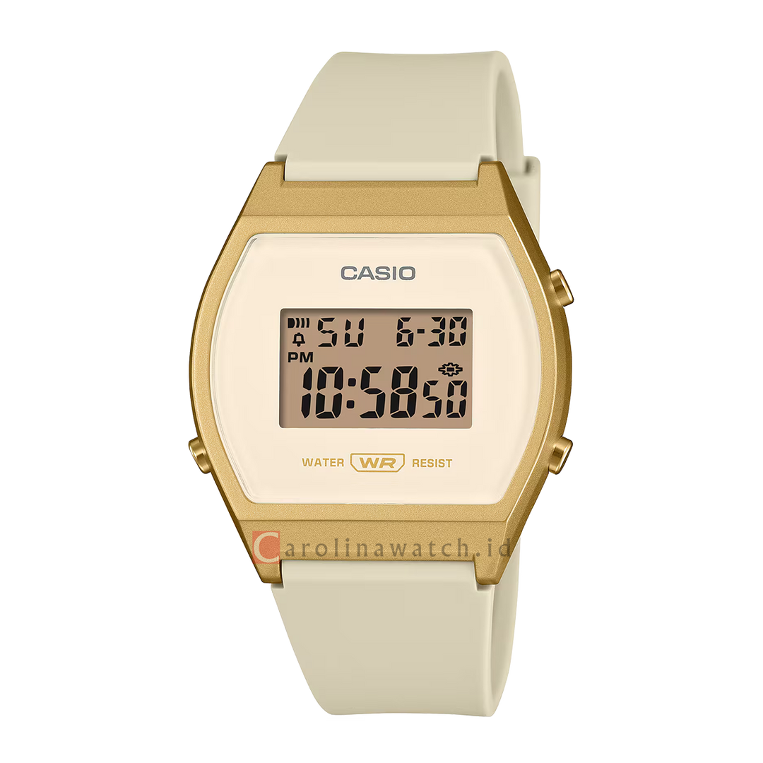 Jam Tangan Casio General LW-204-9A Women Digital Dial Beige Resin Band