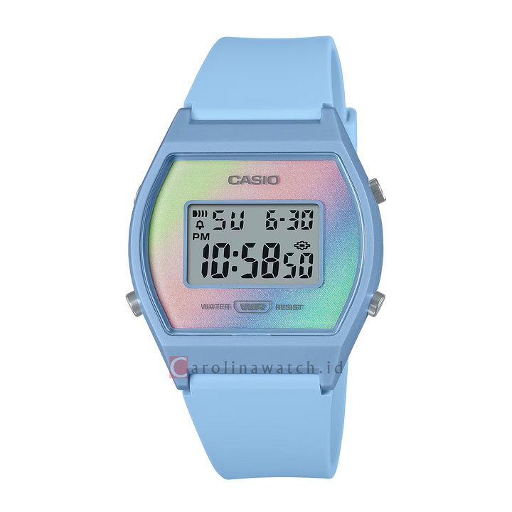 Jam Tangan Casio POP LW-205H-2A Women Digital Dial Blue Resin Band