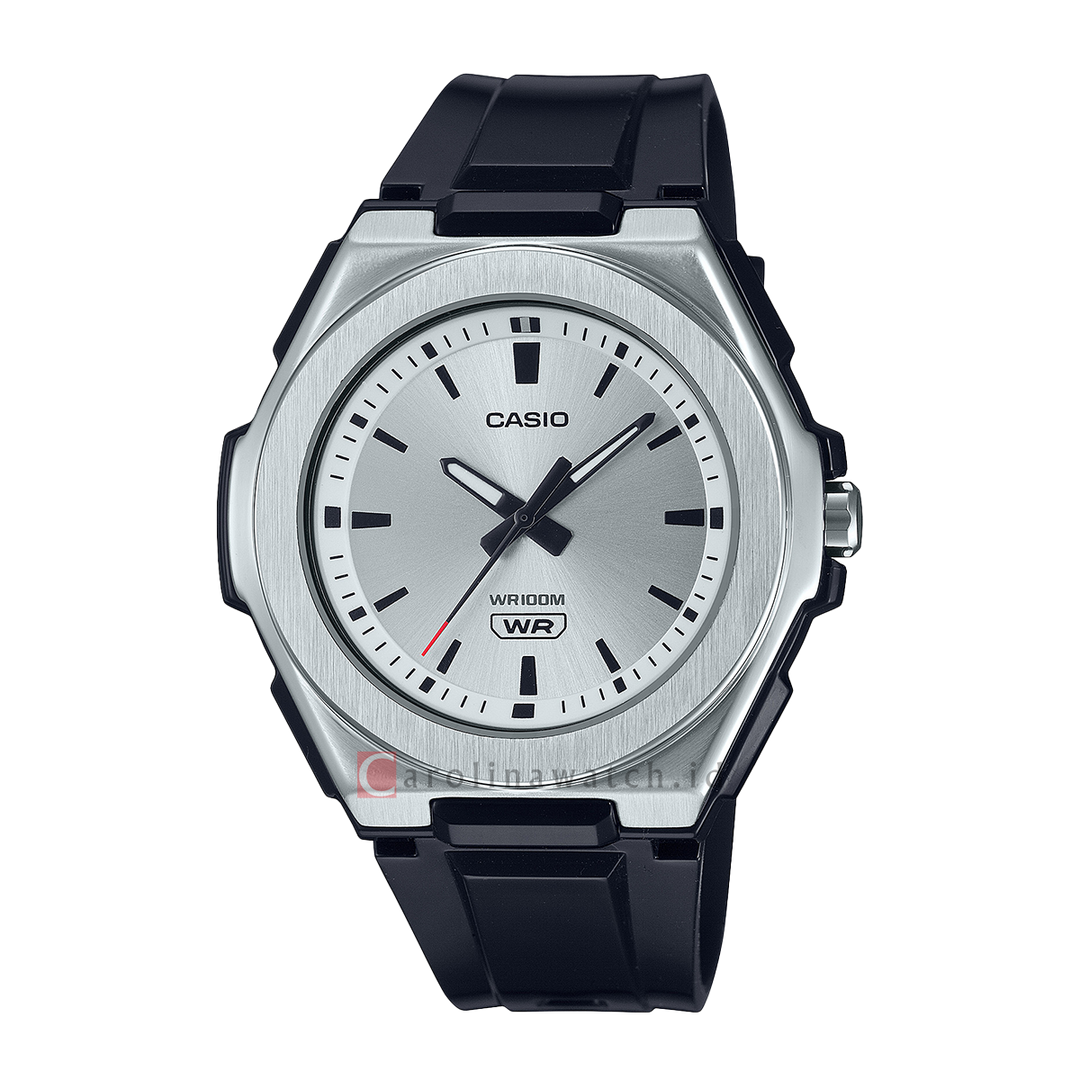 Jam Tangan Casio General LWA-300H-7E2 Men Silver Dial Black Resin Band