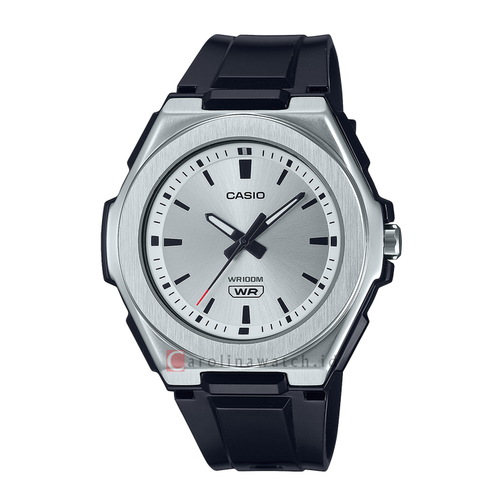 Jam Tangan Casio General LWA-300H-7E2 Men Silver Dial Black Resin Band