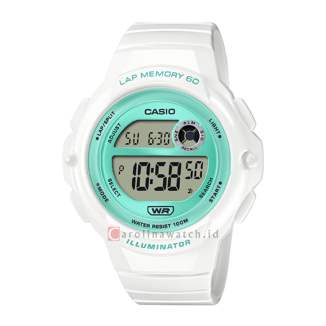 Jam Tangan Casio LWS-1200H-7A3 Women Turquoise Digital Dial White Resin Band