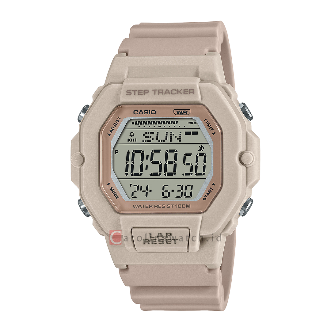 Jam Tangan Casio General LWS-2200H-4A Women Sports Collection Digital Dial Misty Rose Resin Band